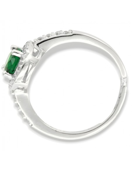 Anello Argento Rodiato Principessa Verde Ovale 8x6MM [13cc1b91]