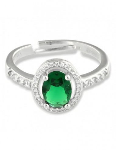 Anello Argento Rodiato Principessa Verde Ovale 8x6MM [caea589c]