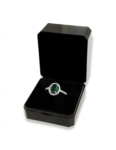 Anello Argento Rodiato Principessa Verde Ovale 8x6MM [7df79998]