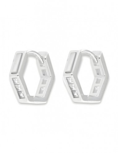 Orecchini Argento Rodiato Cerchi Squadrati 11MM [6a1476d6]