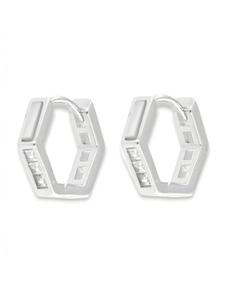 Orecchini Argento Rodiato Cerchi Squadrati 11MM [6a1476d6]