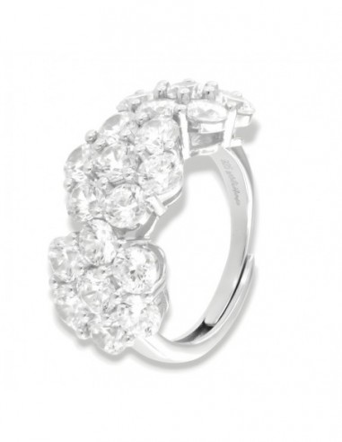 Anello Argento Rodiato Trilogy 6+1 Zirconi Bianchi [f6b01115]