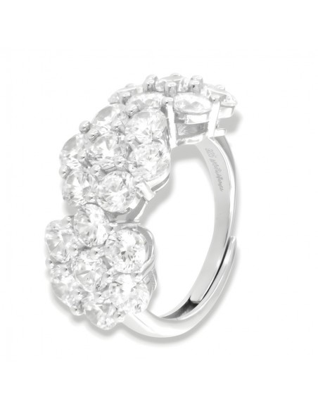 Anello Argento Rodiato Trilogy 6+1 Zirconi Bianchi [f6b01115]