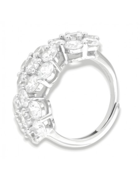 Anello Argento Rodiato Trilogy 6+1 Zirconi Bianchi [18f7a4ab]