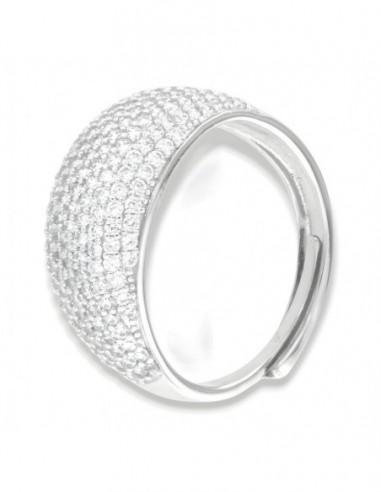 Anello Argento Rodiato Fascia Zirconi Bianchi [a97b49b4]