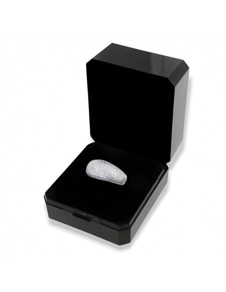 Anello Argento Rodiato Fascia Zirconi Bianchi [705d0ab9]