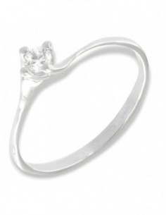 Anello Oro Bianco Solitario Valentino Zircone 3MM [6871b8a6] 2