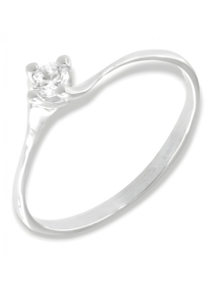 Anello Oro Bianco Solitario Valentino Zircone 3MM [d536cf63]