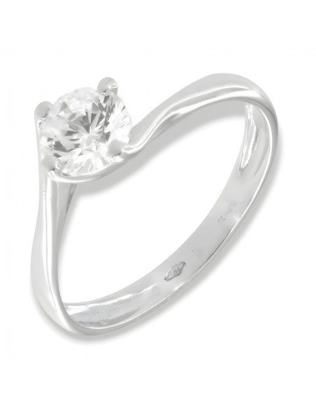 Anello Oro Bianco Solitario Valentino Zircone 6MM [4071c466]