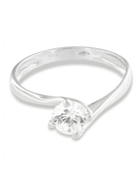 Anello Oro Bianco Solitario Valentino Zircone 6MM [45218378]