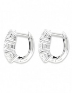 Orecchini Argento Rodiato Cerchi 3 Zirconi Bianchi [072284ae] 2