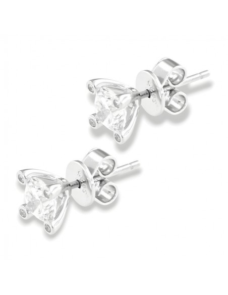Orecchini Argento Rodiato Punto Luce Zirconi 6MM Zirconi Castoni [8a68340c]