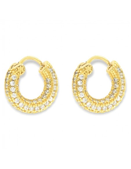 Orecchini Argento Dorato Cerchi Zirconi Bianchi 14MM [a66b4f0e]