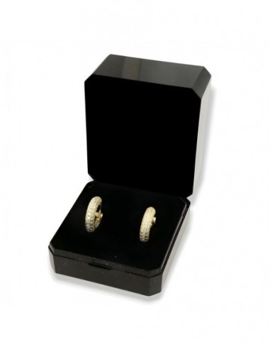 Orecchini Argento Dorato Cerchi Zirconi Bianchi 14MM [a33b0810]