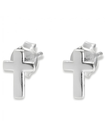 Orecchini Argento Rodiato Croce Liscia [4bb031ac]